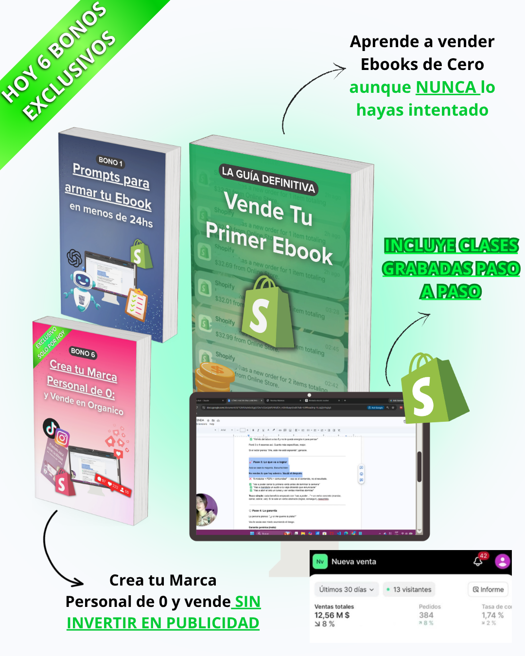 La Guía Definitiva: Vende Tu Primer Ebook + CLASES GRABADAS + 6 BONOS DE REGALO🎁